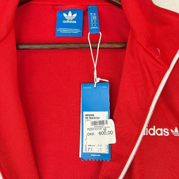 NWT ADIDAS Originals Beckenbaur Vivid Red Track Jacket Size Medium - Picture 11 of 13